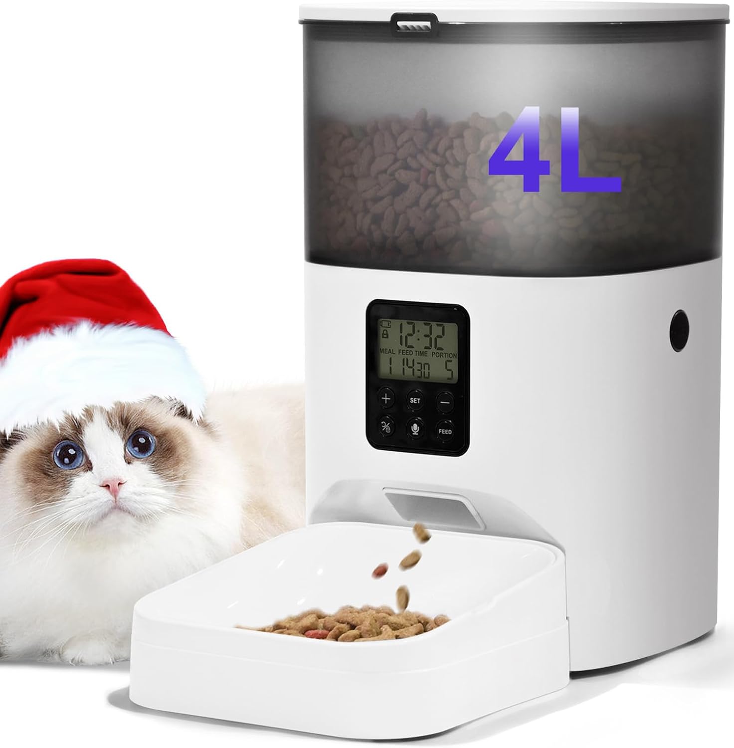 Automatic Cat Feeder, 4L Cat Food Dispenser